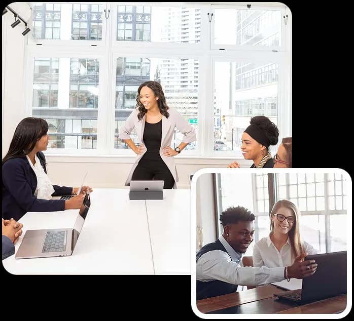 Moore CPA team members collaborating in a modern office environment